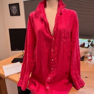 Frank & Eileen Mary Linen Dress Red Size Large Women